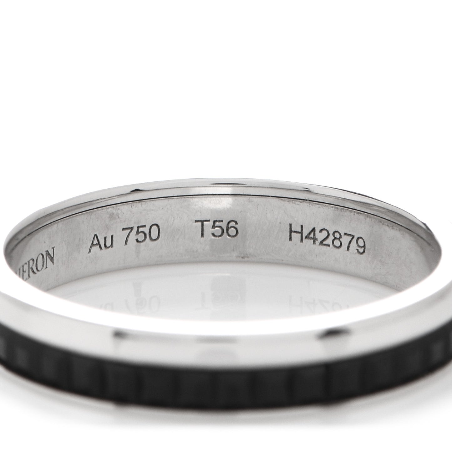 18K White Gold PVD Quatre Black Edition Wedding Band Ring 56 7.5