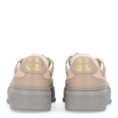 Gucci Calfskin GG Supreme Monogram Perforated Womens Platform 55mm Sneakers 35.5 Apricot Pink Beige Grey 6 of 11