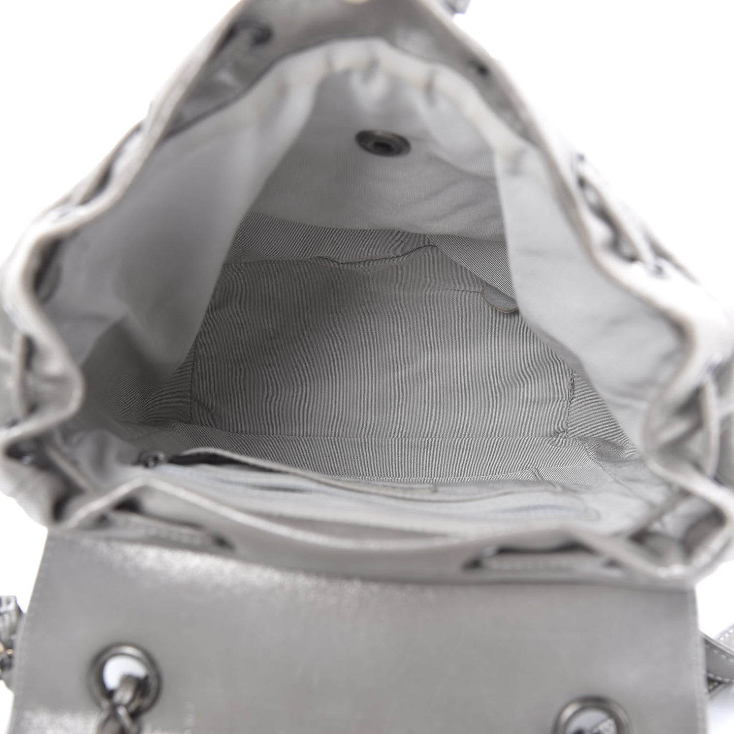 Metallic Calfskin Chevron Quilted Urban Spirit Backpack Silver