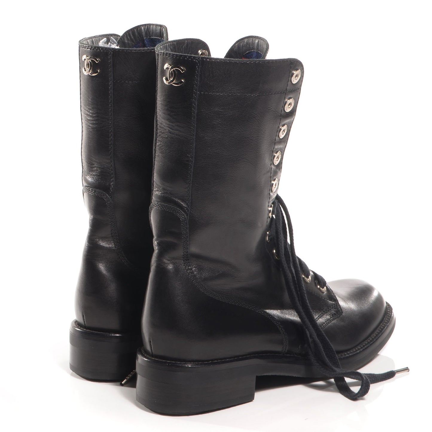 Leather Combat Boots 39.5 Black