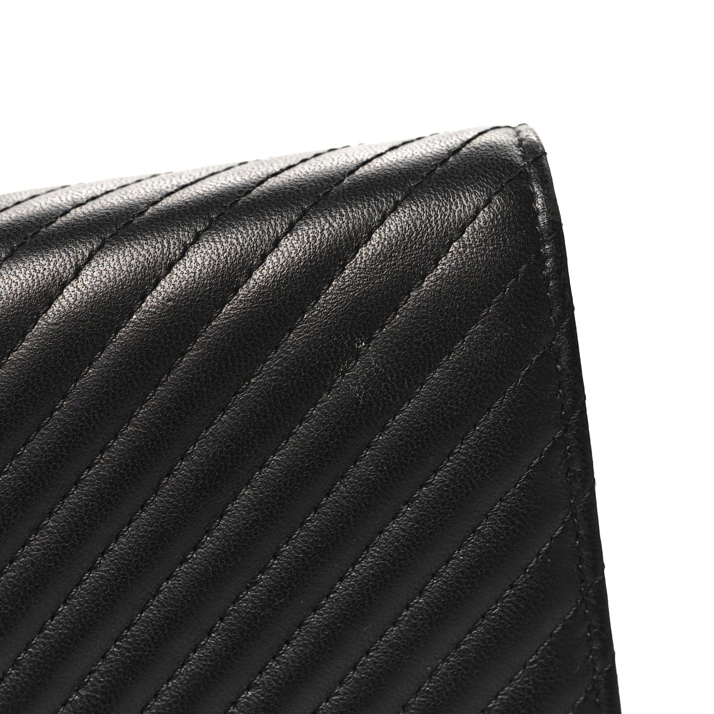 Lambskin Chevron Quilted Wallet On Chain WOC So Black