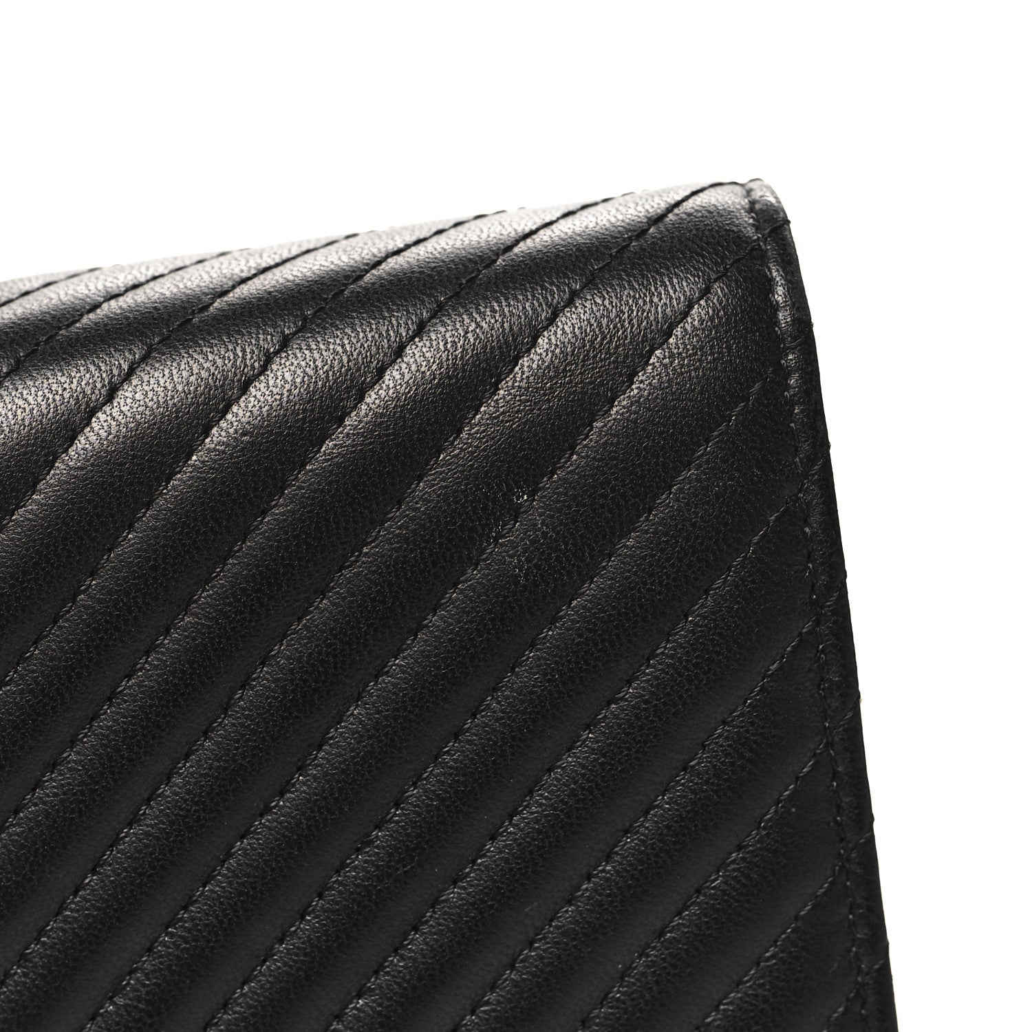 Chanel Lambskin Chevron Quilted Wallet On Chain WOC So Black 12 of 13