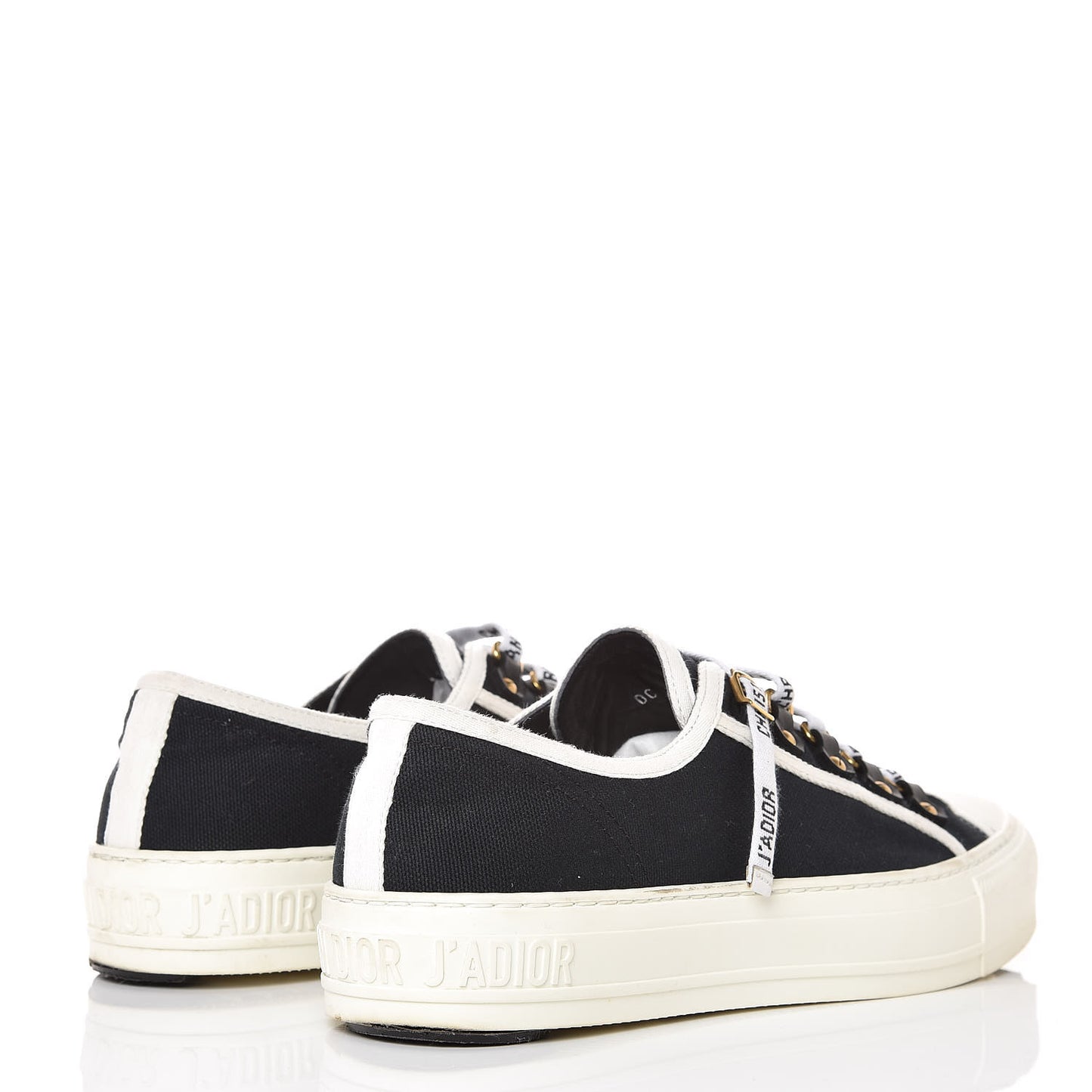 Canvas Walk'n Dior Low Top Sneakers 38.5 Black White