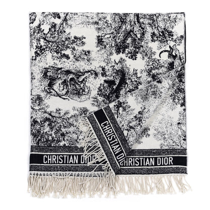 Christian Dior Wool Cashmere Dioriviera Toile De Jouy Throw Blue 2 of 6