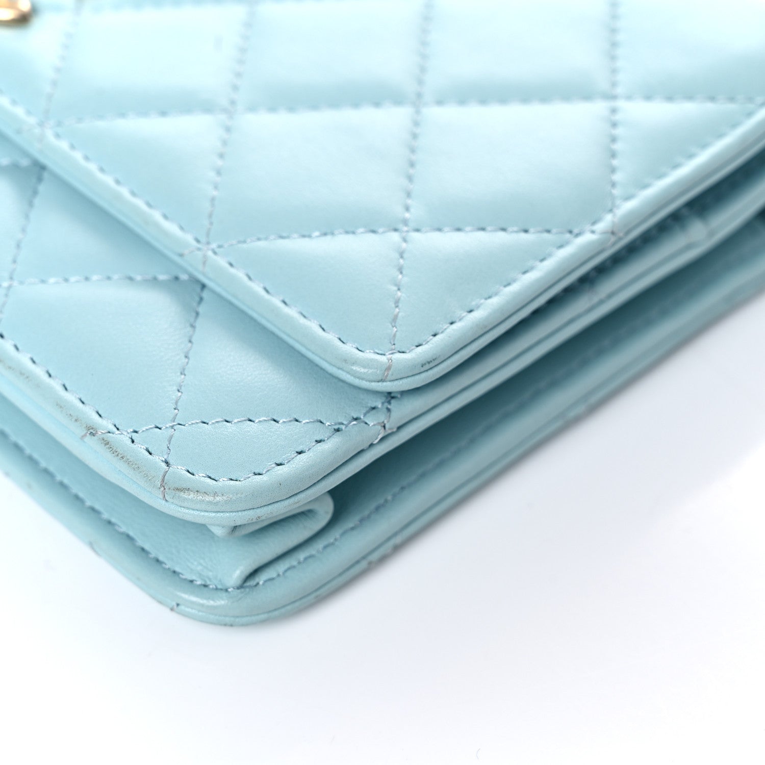 Chanel Lambskin Quilted Trendy CC Wallet On Chain WOC Light Blue 11 of 17