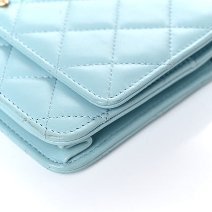 Chanel Lambskin Quilted Trendy CC Wallet On Chain WOC Light Blue 11 of 17