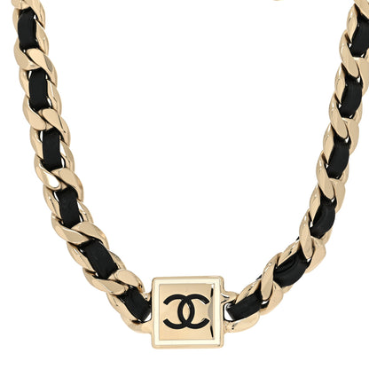 Chanel Metal Lambskin CC Square Choker Gold Black White 1 of 5