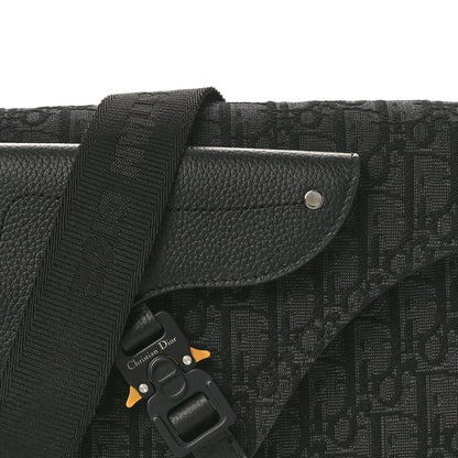 Christian Dior Oblique Jacquard Grained Calfskin Saddle Messenger Pouch Black 8 of 10