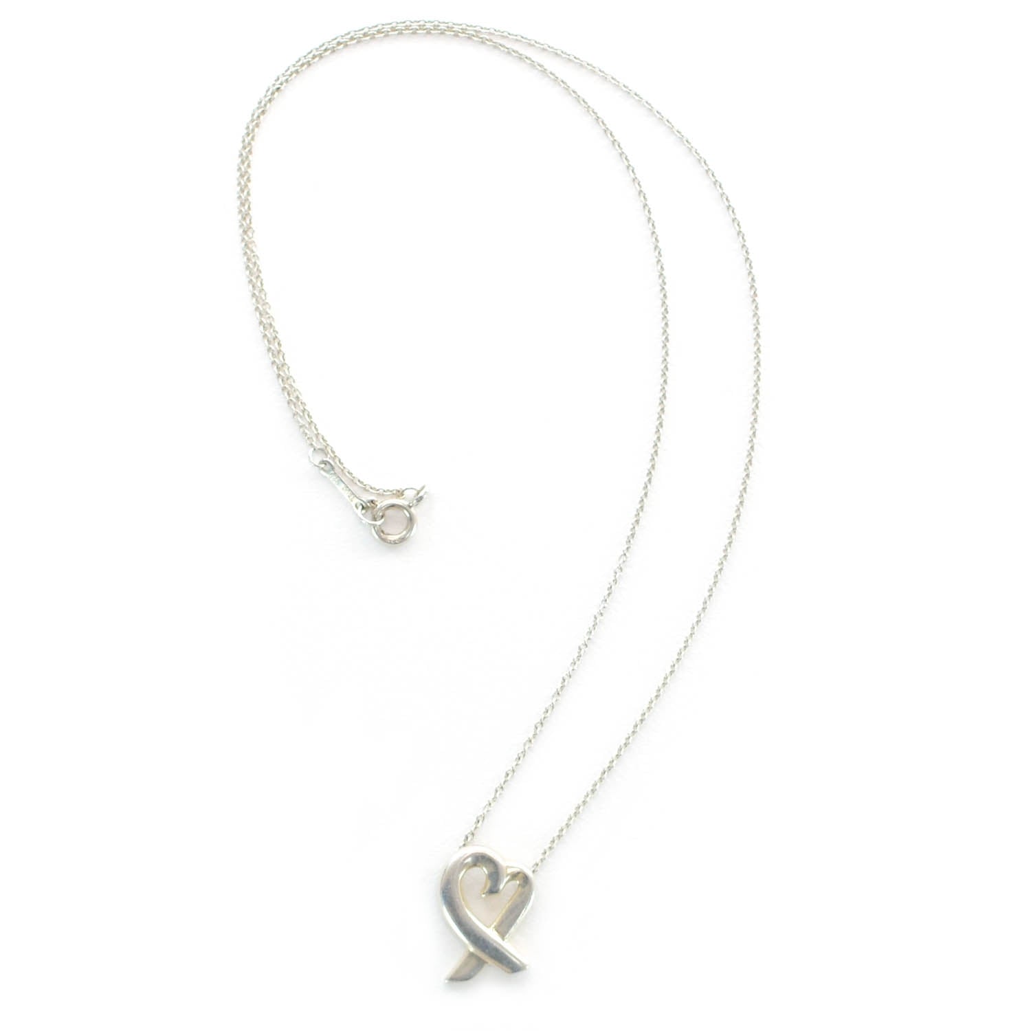 Tiffany Sterling Silver Paloma Picasso Loving Heart Pendant Necklace 1 of 4