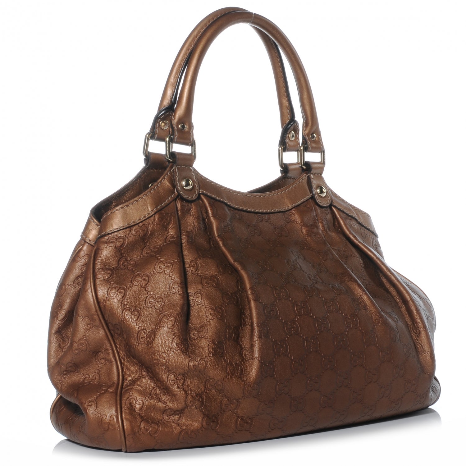 Gucci Metallic Guccissima Medium Sukey Tote Bronze 3 of 7