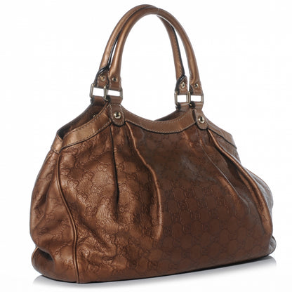 Gucci Metallic Guccissima Medium Sukey Tote Bronze 3 of 7