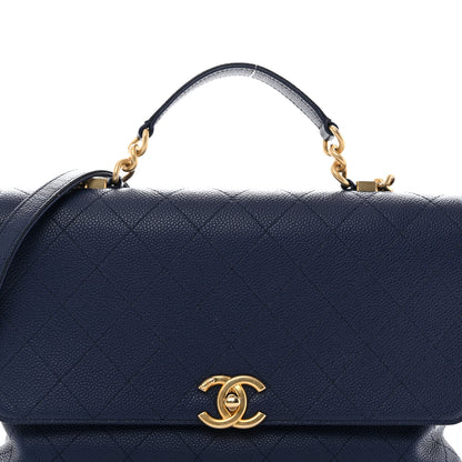 Chanel Caviar Diamond Stitched Top Handle Flap Navy 15 of 19