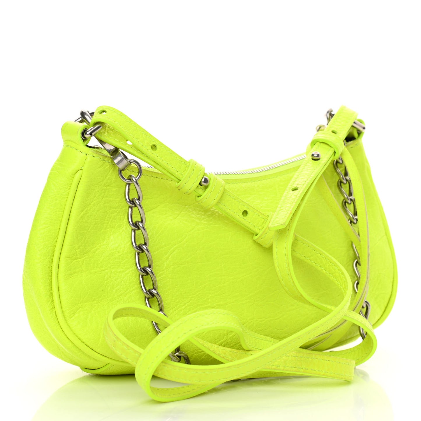 Agneau Arena Le Cagole Mini Purse With Chain Fluo Yellow