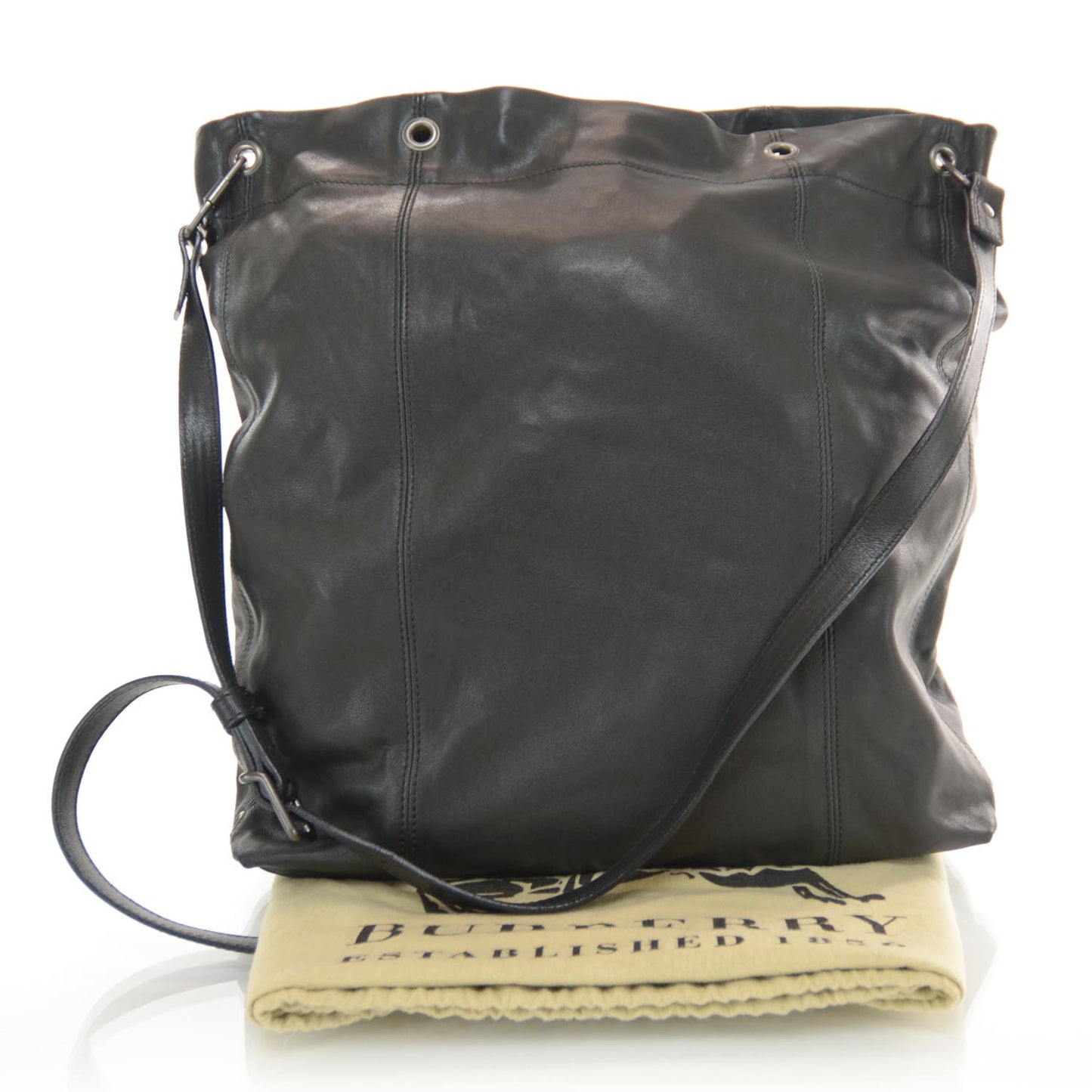 Leather Messenger Bag Black