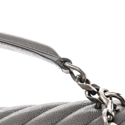 Saint Laurent Sheepskin Matelasse Chevron Monogram Large College Satchel Dark Anthracite 11 of 14