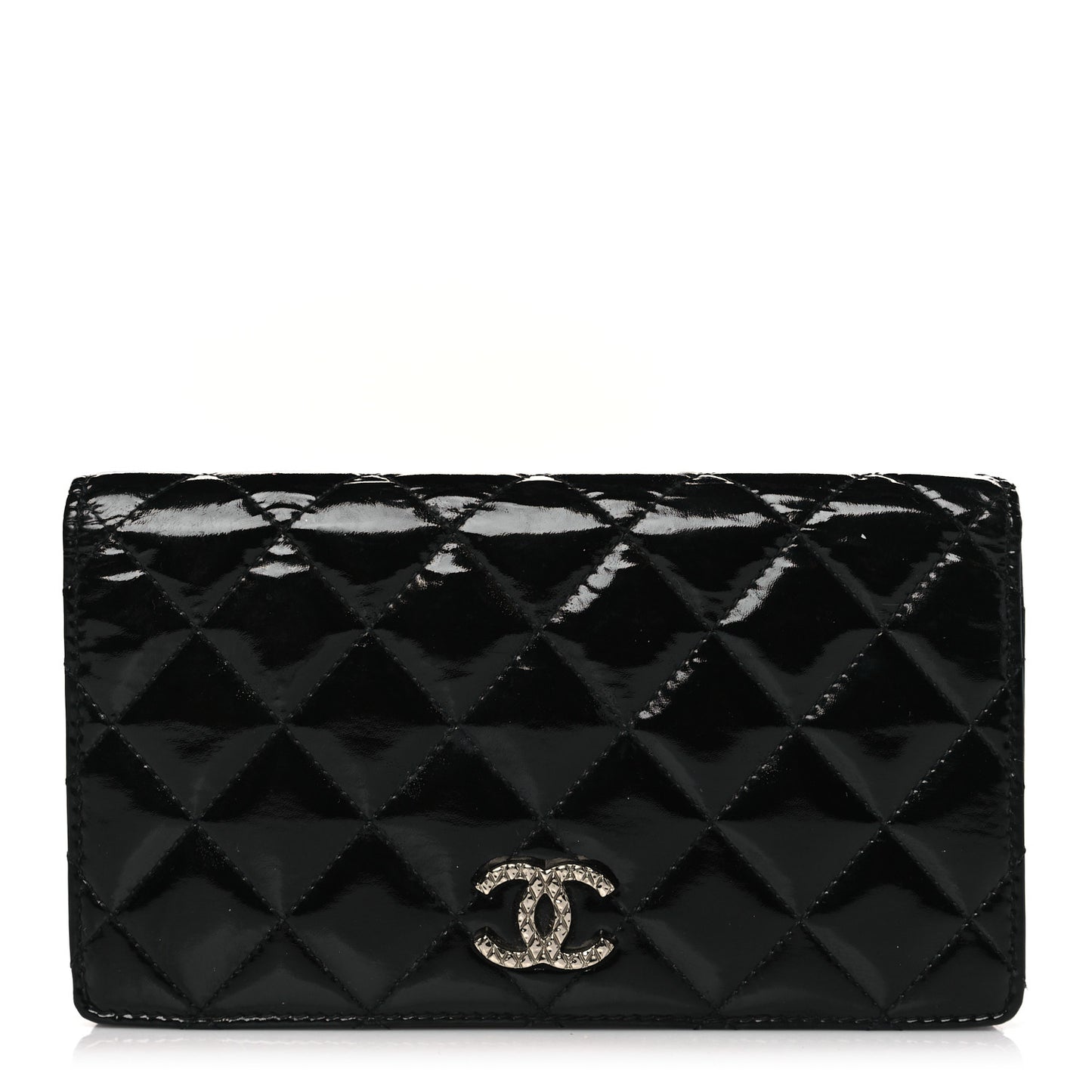 Patent Quilted Brilliant Yen Wallet Black