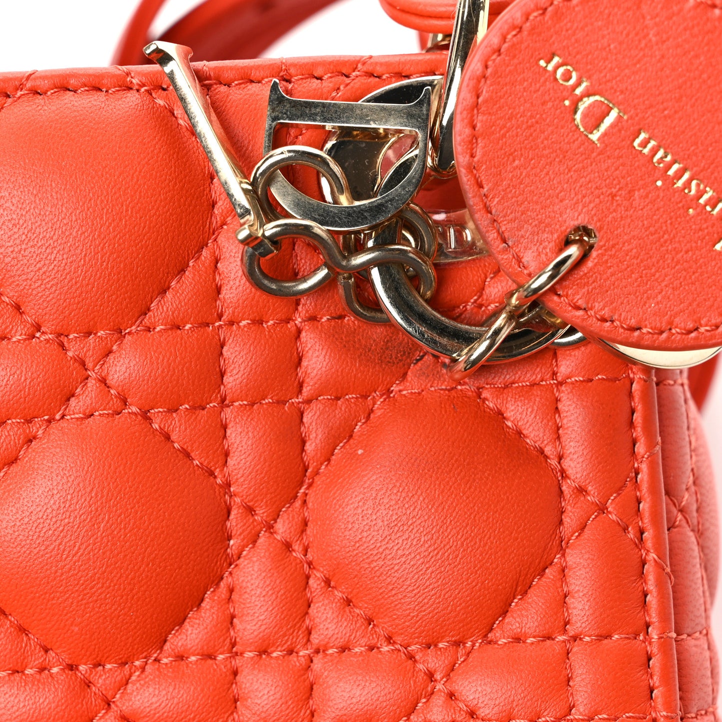 Lambskin Cannage Micro Lady Dior Orange