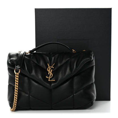 Saint Laurent Lambskin Quilted Toy Loulou Puffer Monogram Chain Satchel Black 11 of 11