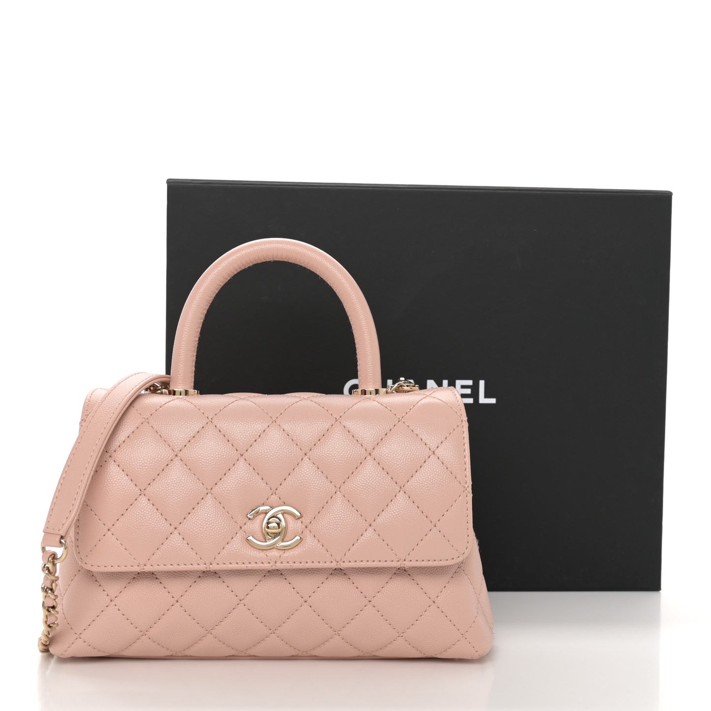 Caviar Quilted Mini Coco Handle Flap Light Pink