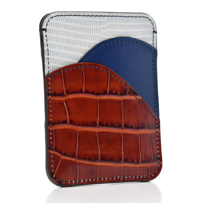 Chloe Calfskin Lizard Crocodile Embossed Walden Card Holder Chestnut Brown 3 of 5