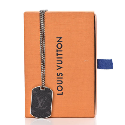 Louis Vuitton Monogram Eclipse Plate Necklace 10 of 10