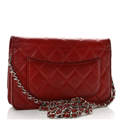 Chanel Caviar Quilted Wallet on Chain WOC Red 3 of 14