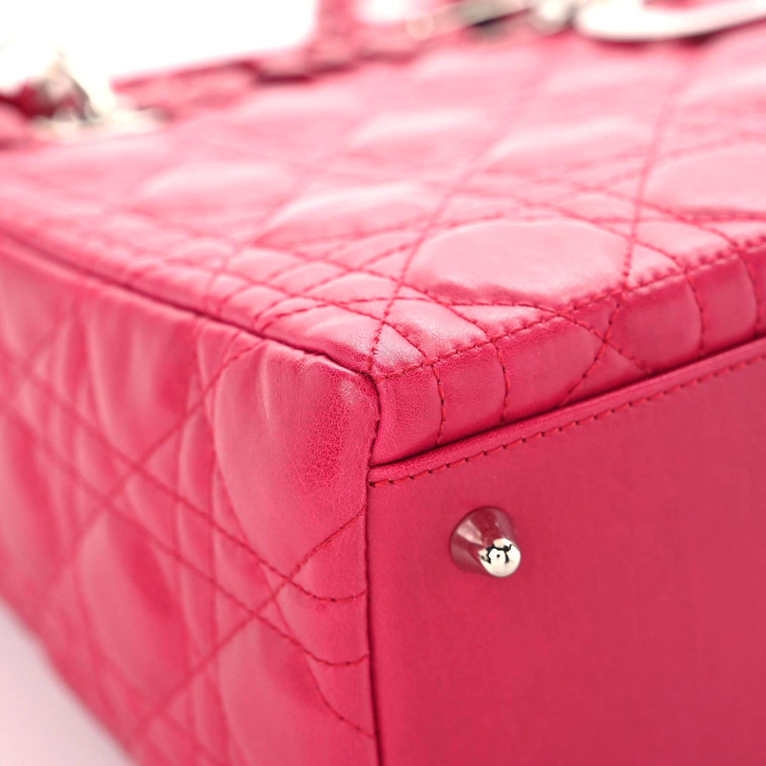 Christian Dior Lambskin Cannage Bow Medium Lady Dior Fuchsia 5 of 12
