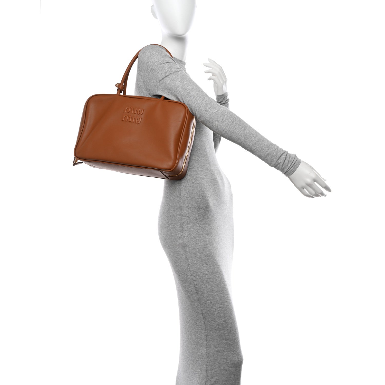 Miu Miu Soft Calf Softy Beau Top Handle Bag Cognac 2 of 9