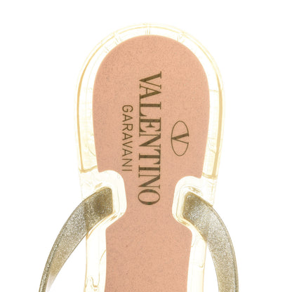 Valentino Garavani PVC Jelly Glitter Rockstud Bow Thong Sandals 37 Oro 5 of 7