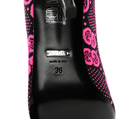 Gucci Technical Jersey Knit GG Monogram Square G 75mm Ankle Boots 36 Black Neon Fucsia 6 of 8