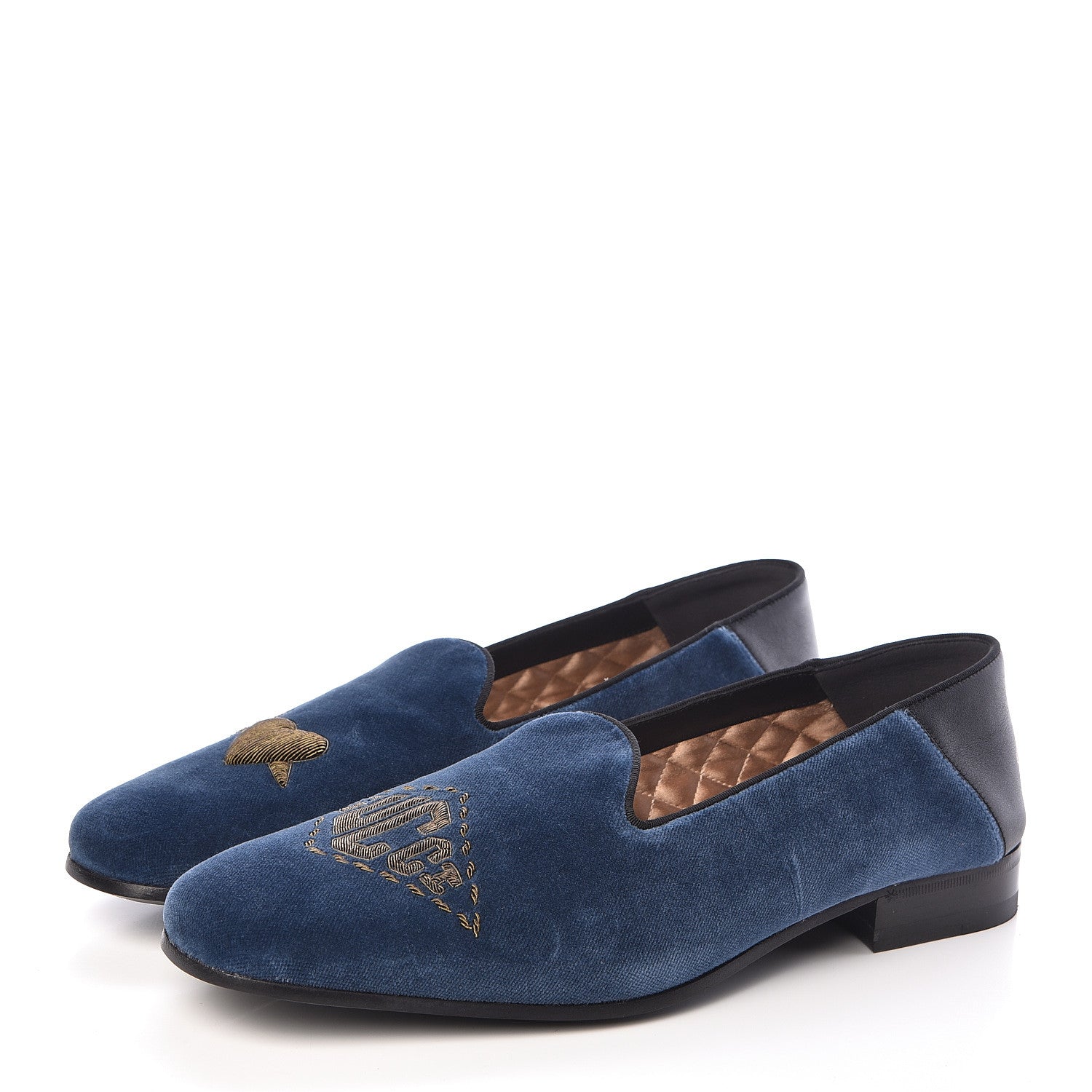 Gucci Velvet Mens Loafers 9 Blue 3 of 7