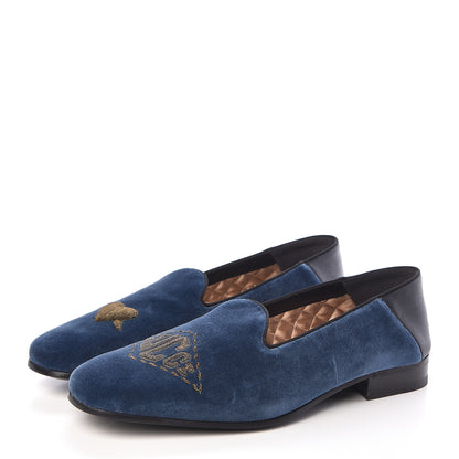 Gucci Velvet Mens Loafers 9 Blue 3 of 7