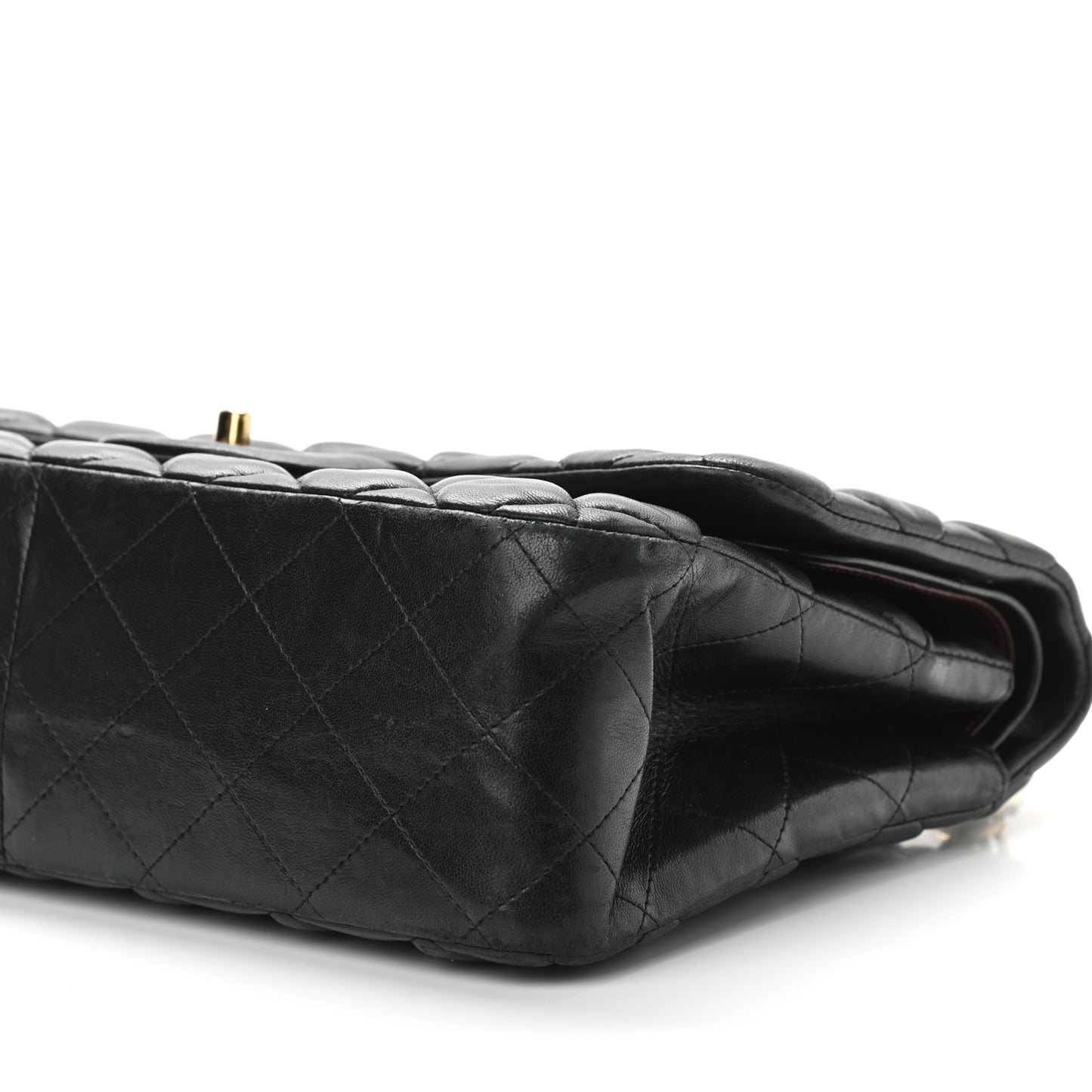 Lambskin Quilted Jumbo Double Flap Black