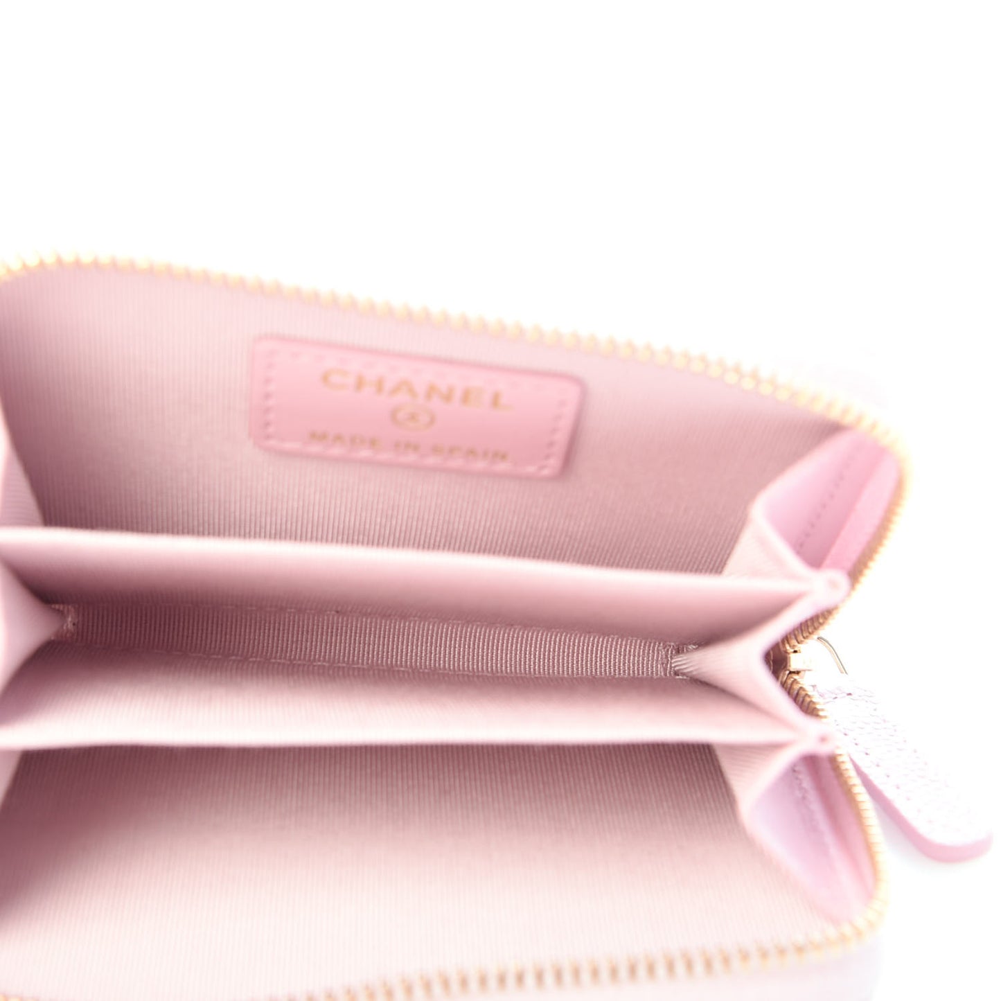 Caviar Quilted Zip Coin Purse Light Pink