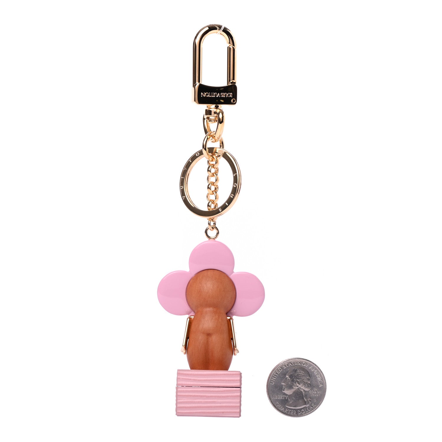 Louis Vuitton Resin Wood Vivienne Trunk Bag Charm Key Holder Pink 2 of 4