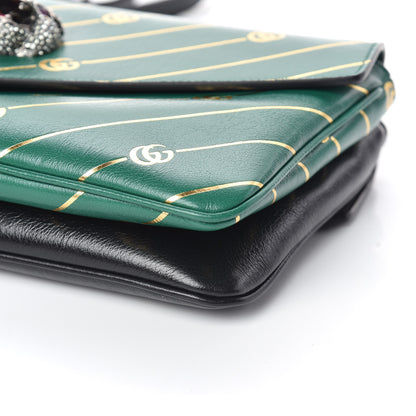 Gucci Calfskin Diagonal GG Medium Thiara Double Envelope Shoulder Bag Emerald Green Black 10 of 10