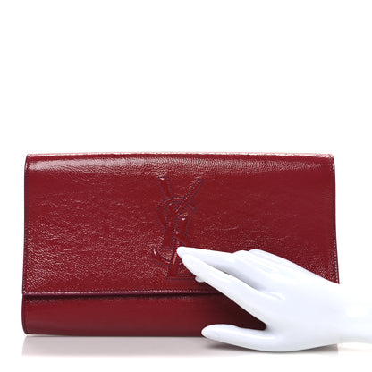 Saint Laurent Textured Patent Monogram Large Belle De Jour Clutch Red Red 2 of 9