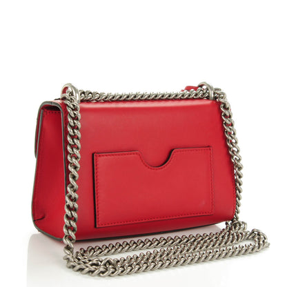 Gucci Calfskin Bee Embroidered Small Padlock Shoulder Bag Hibiscus Red 3 of 7