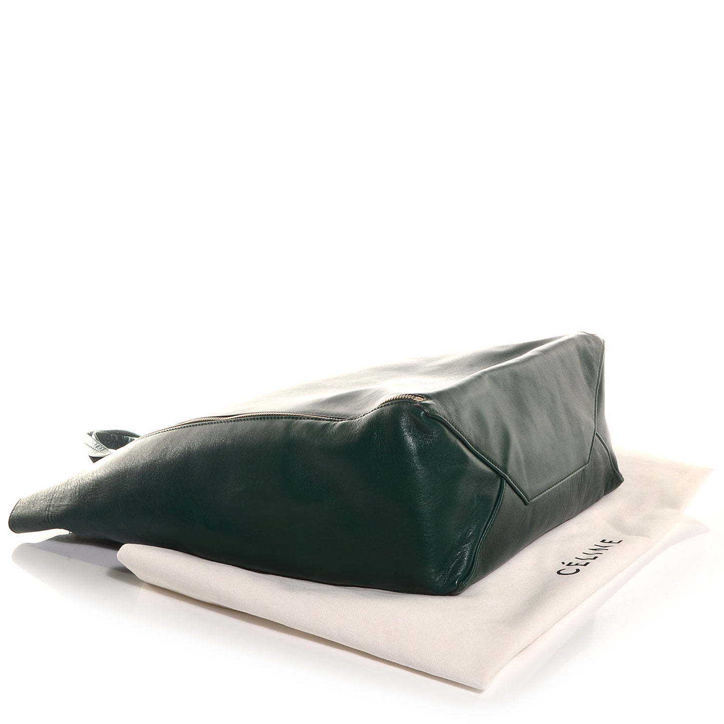 Lambskin Vertical Zip Gusset Cabas Forest
