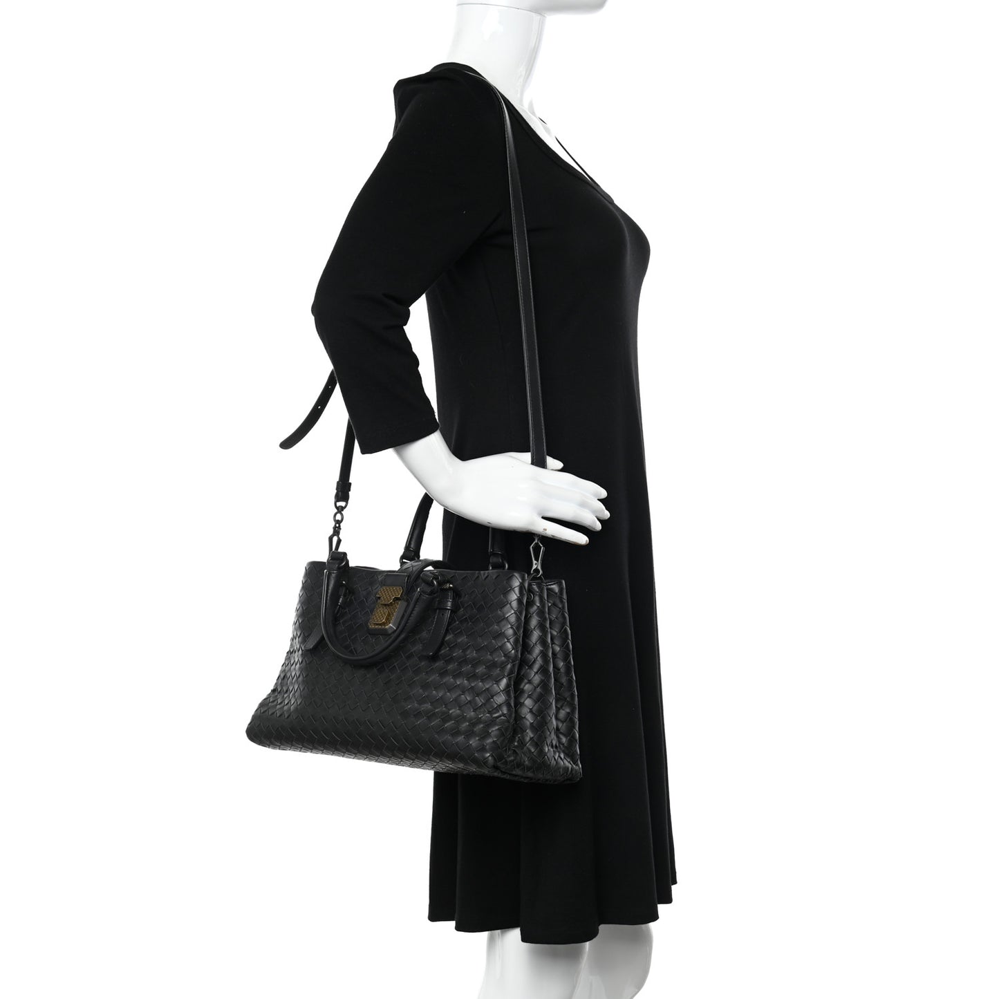 Nappa Intrecciato Small Roma Tote Black