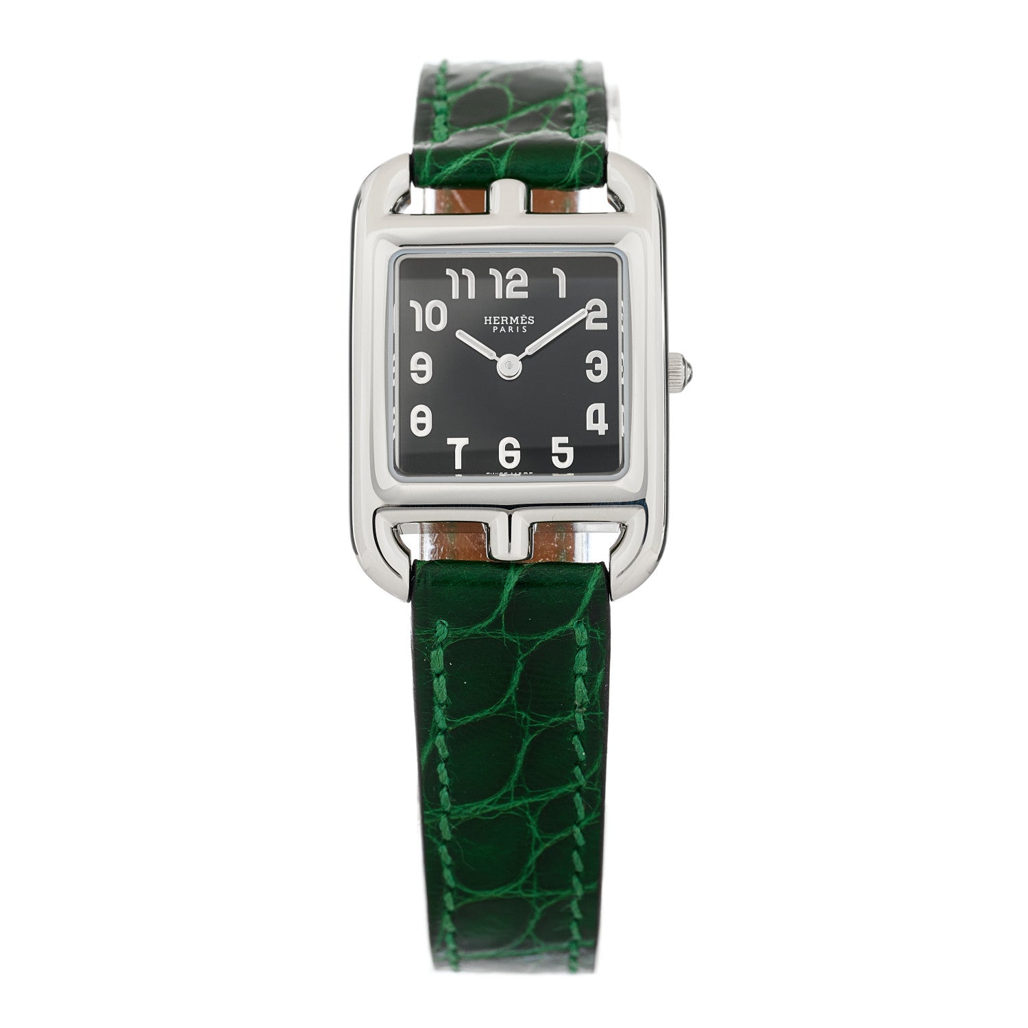 Hermes Stainless Steel Alligator 23mm Cape Cod Quartz Watch Vert Moyen 1 of 5