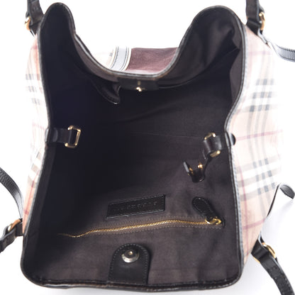 Burberry Suede Haymarket Check Colorblock Small Canterbury Tote Dark Brown 5 of 14