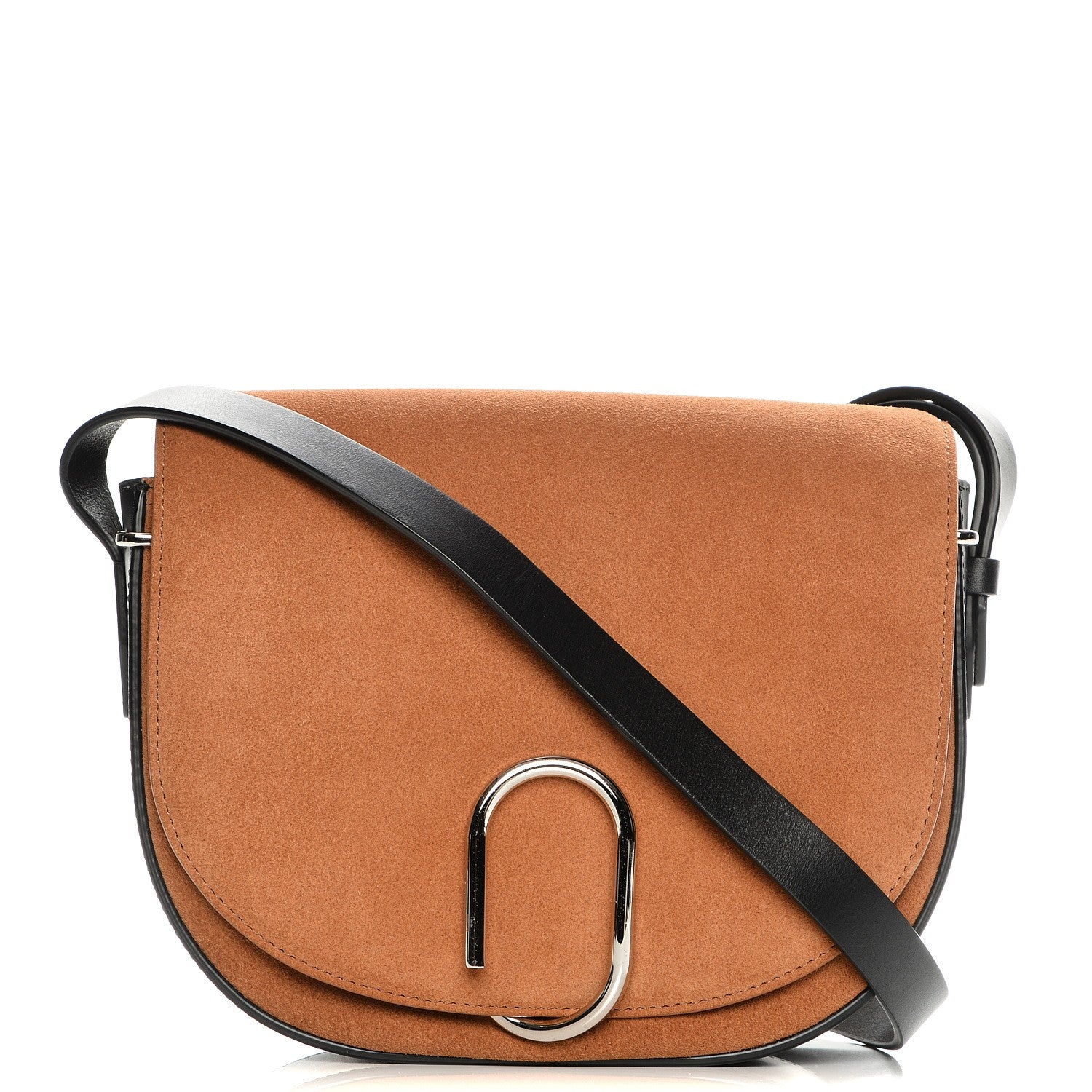 3.1 Phillip Lim 3.1 Suede Calfskin Alix Saddle Crossbody Bag Maple Black 1 of 7
