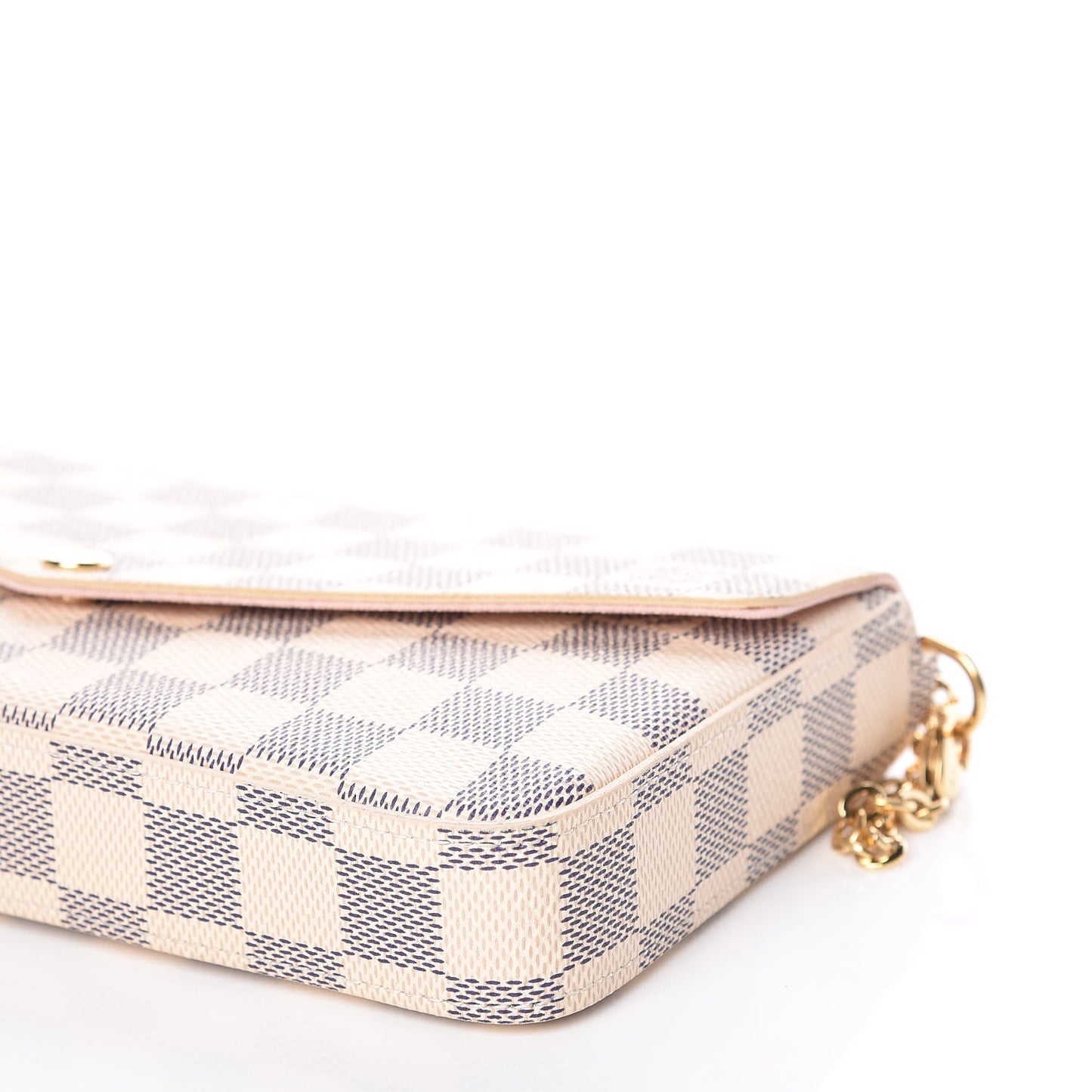 Damier Azur Pochette Felicie Chain Wallet Rose Ballerine
