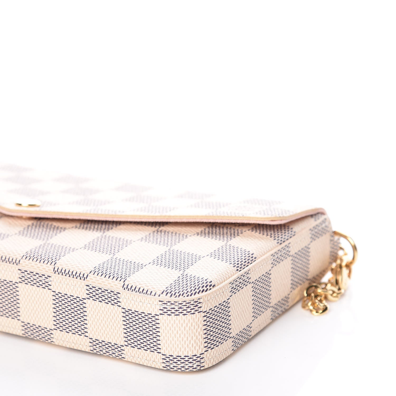 Louis Vuitton Damier Azur Pochette Felicie Chain Wallet Rose Ballerine 13 of 14
