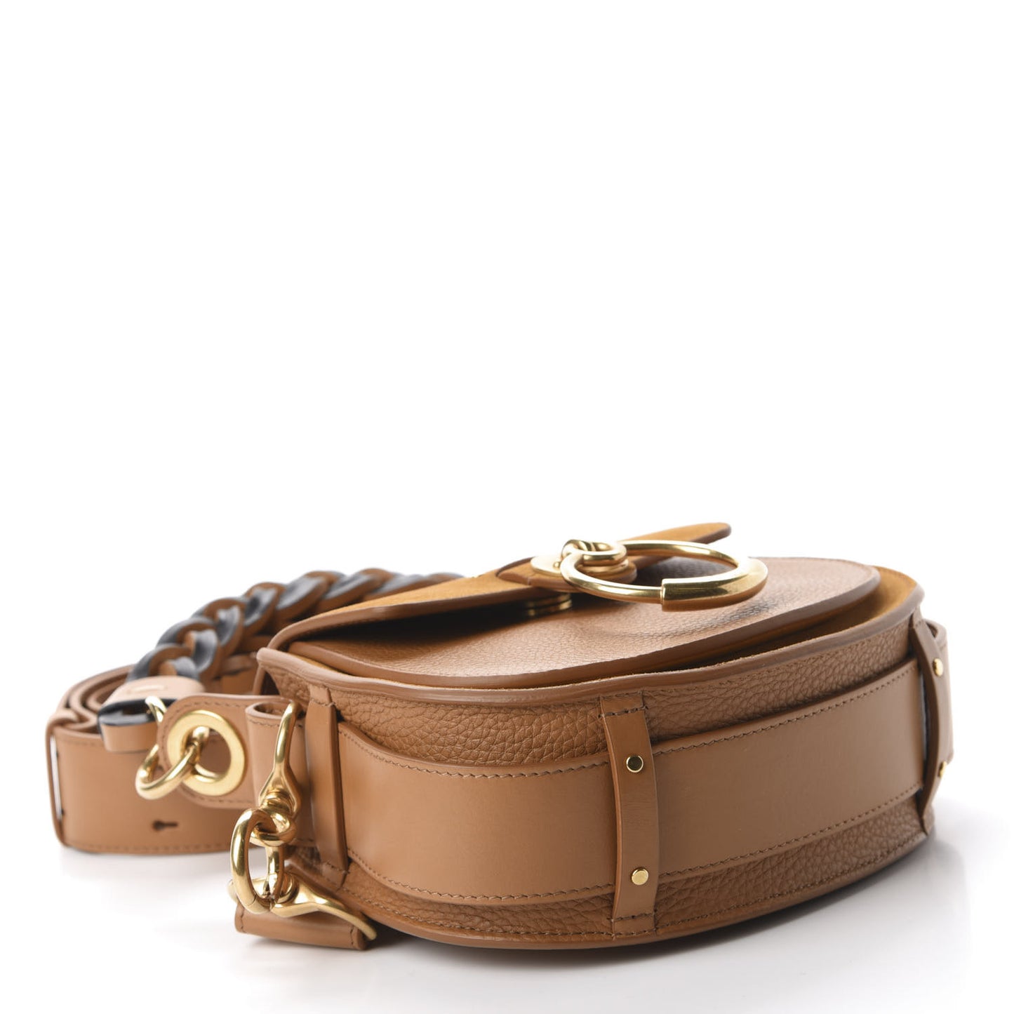 Calfskin Suede Small Braided Tess Bag Autumnal Brown