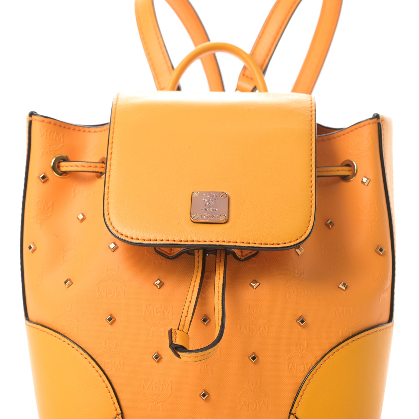 Coated Canvas Monogram Studded Mini Claudia Backpack Orange