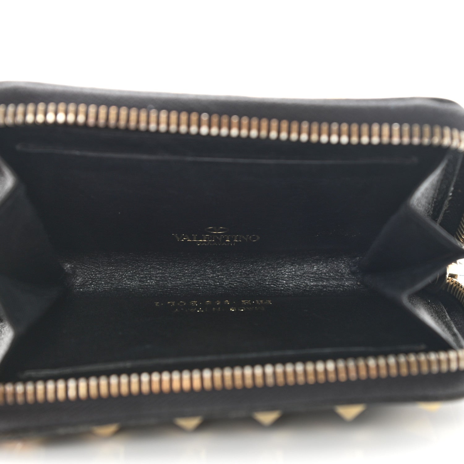 Valentino Garavani Vitello Rockstud Zip Around Card Holder Wallet Black 5 of 10
