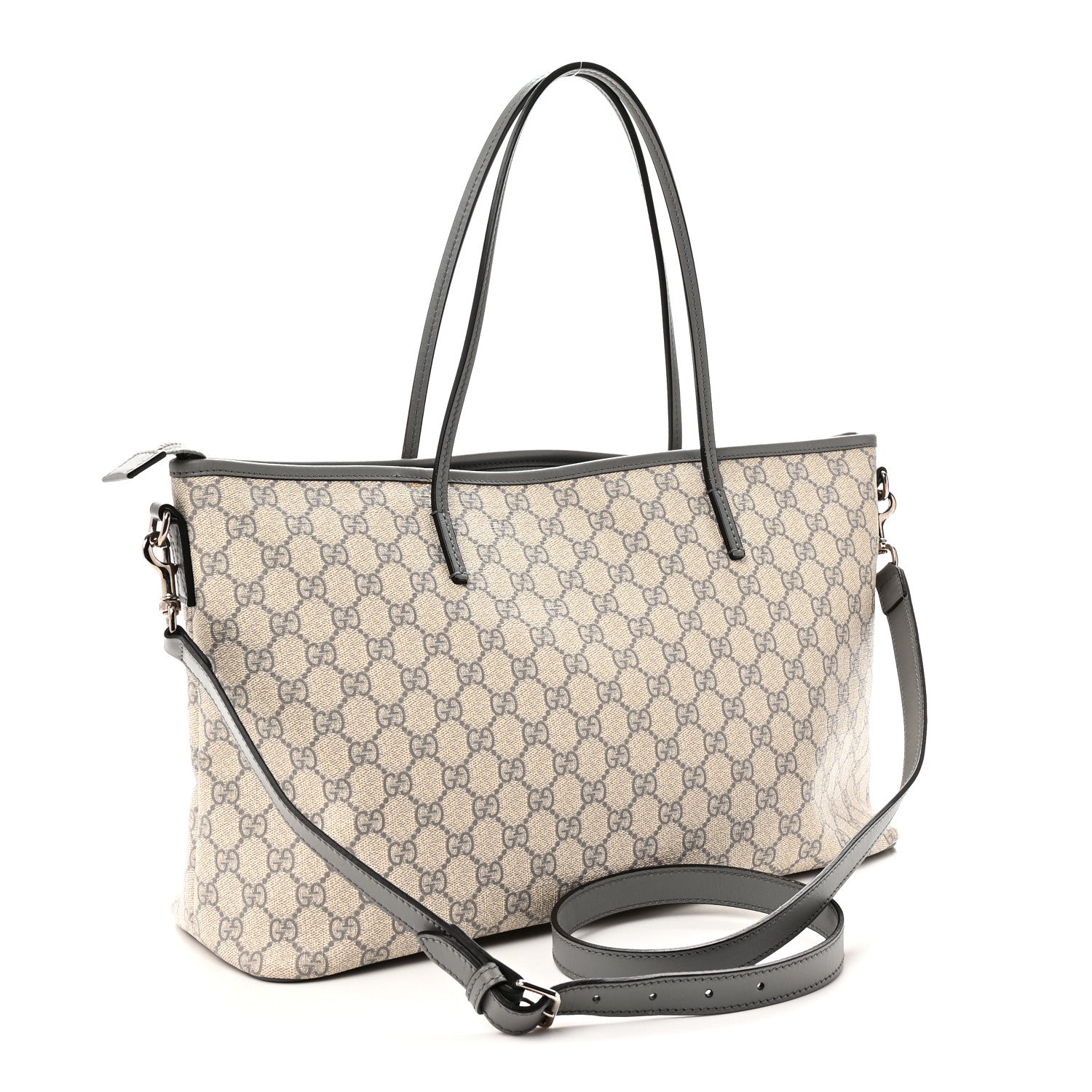 Gucci GG Supreme Monogram Medium Zippered Tote Grey 3 of 10