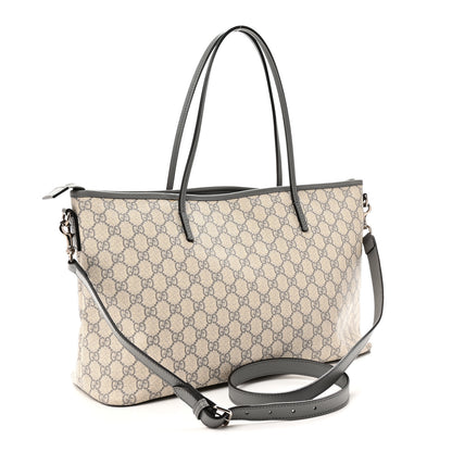 Gucci GG Supreme Monogram Medium Zippered Tote Grey 3 of 10